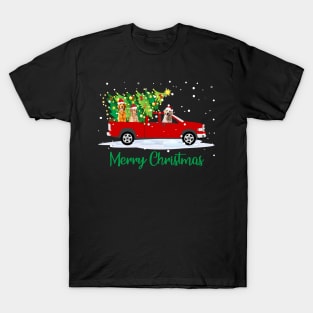 Nova Scotia Duck Tolling Retriever Rides Red Truck Christmas Dog Lovers T-Shirt